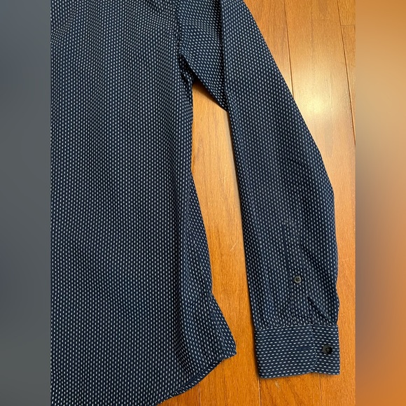 Express Extra Slim Fit Casual Dress Shirt Navy White Dot Men Size Small - Picture 4 of 5